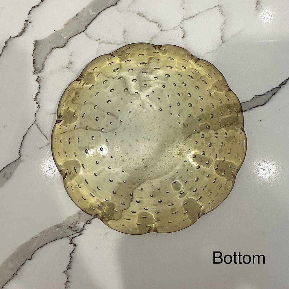 Translucent Yellow Flower Hand Blown Glass Bowl - Picture 4 of 5